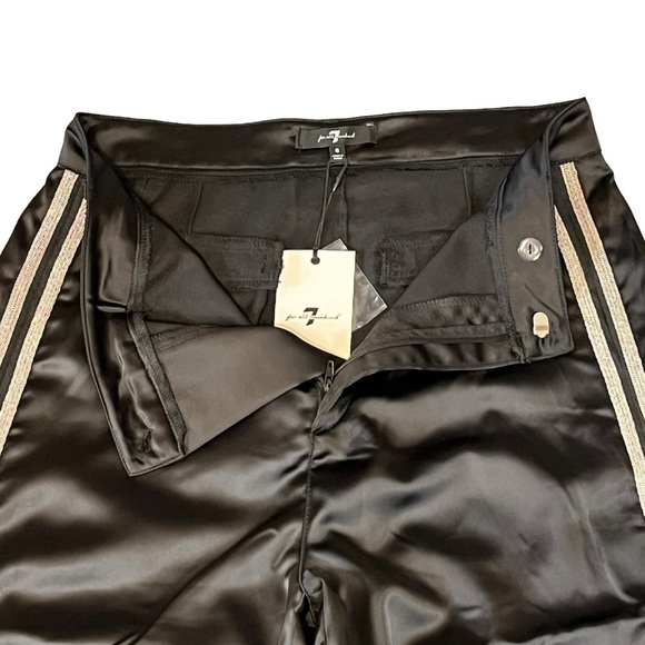 7 For All Mankind Silky Satin Wide Leg Trouser Pants. Black Size 6 #871 NWT - Picture 4 of 7